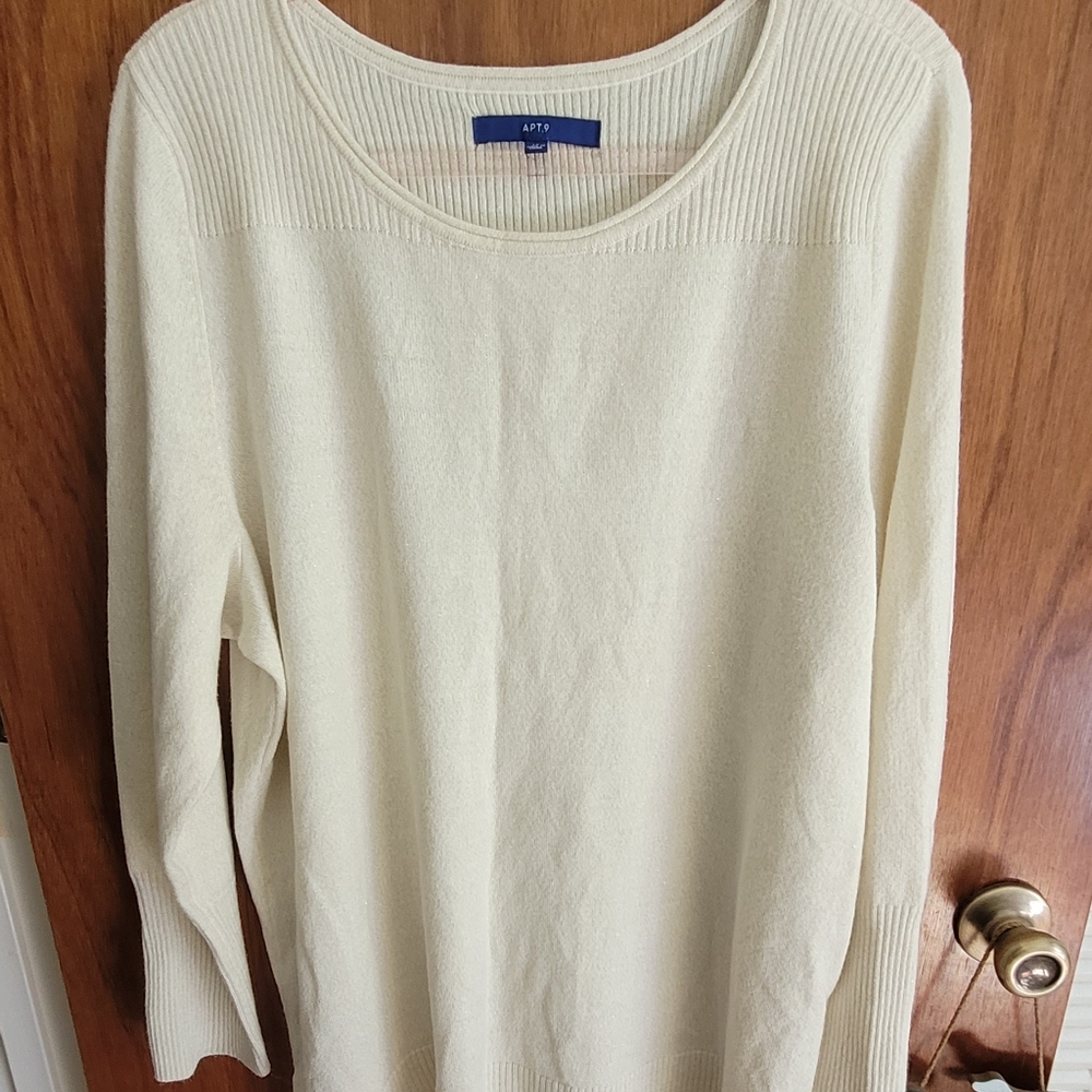 Apt 9 Cream Sweater with glitter accents 1X